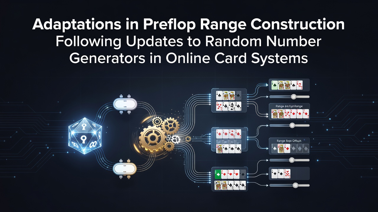Diagram showing how RNG updates affect card distribution statistics and preflop range adjustments in online poker platforms