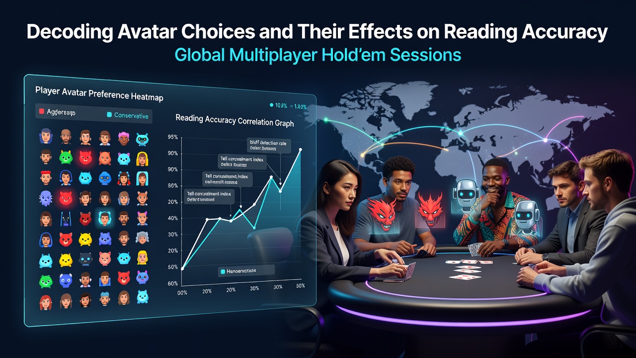 Global multiplayer Hold'em interface showing diverse player avatars in a tournament setting