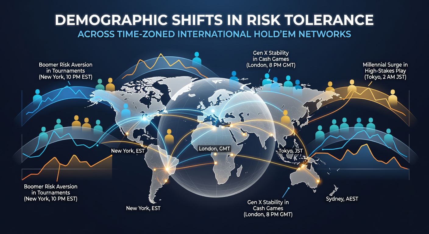 Infographic displaying age group distributions and risk metric trends in time-zoned Hold'em sessions