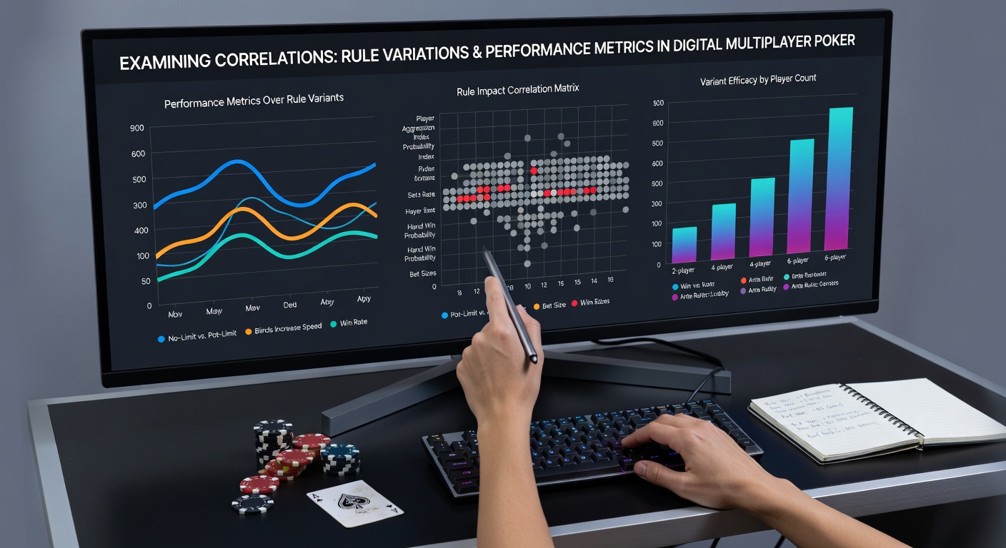 Analytics dashboard displaying scatter plots of rule parameters versus player ROI and aggression metrics