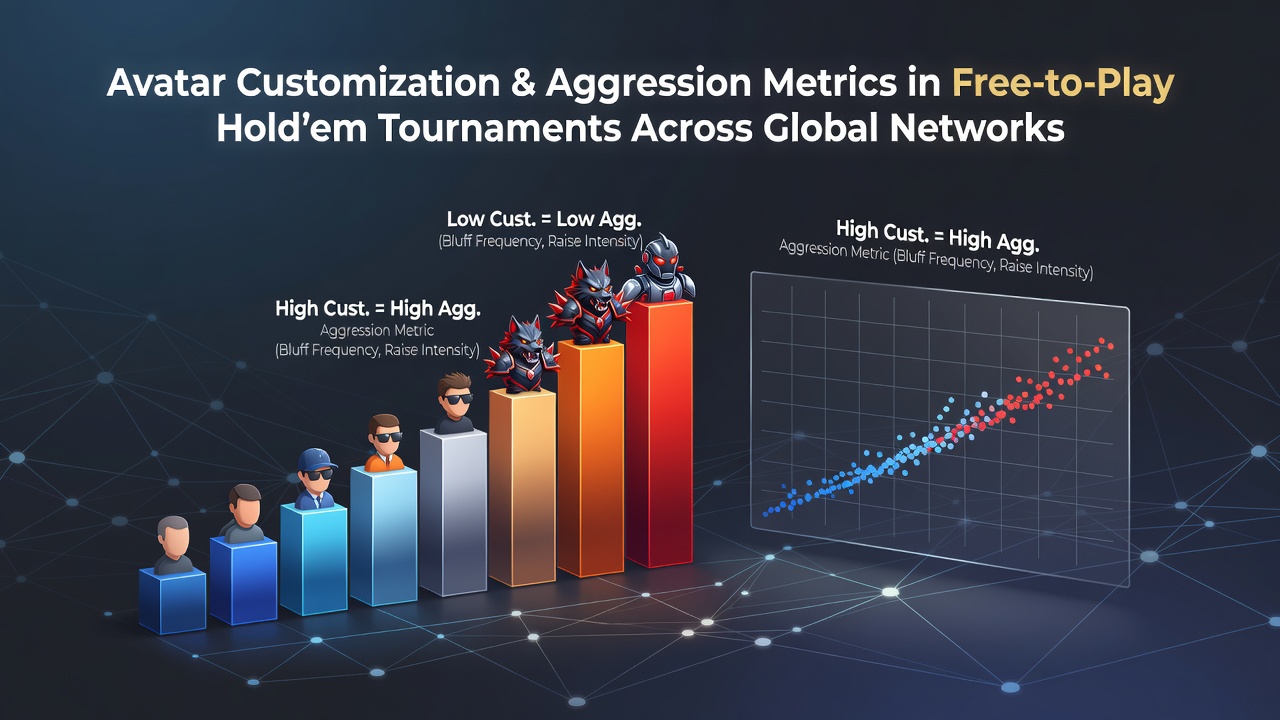 Players selecting customized avatars in a free-to-play Texas Hold'em tournament interface on a global digital poker network