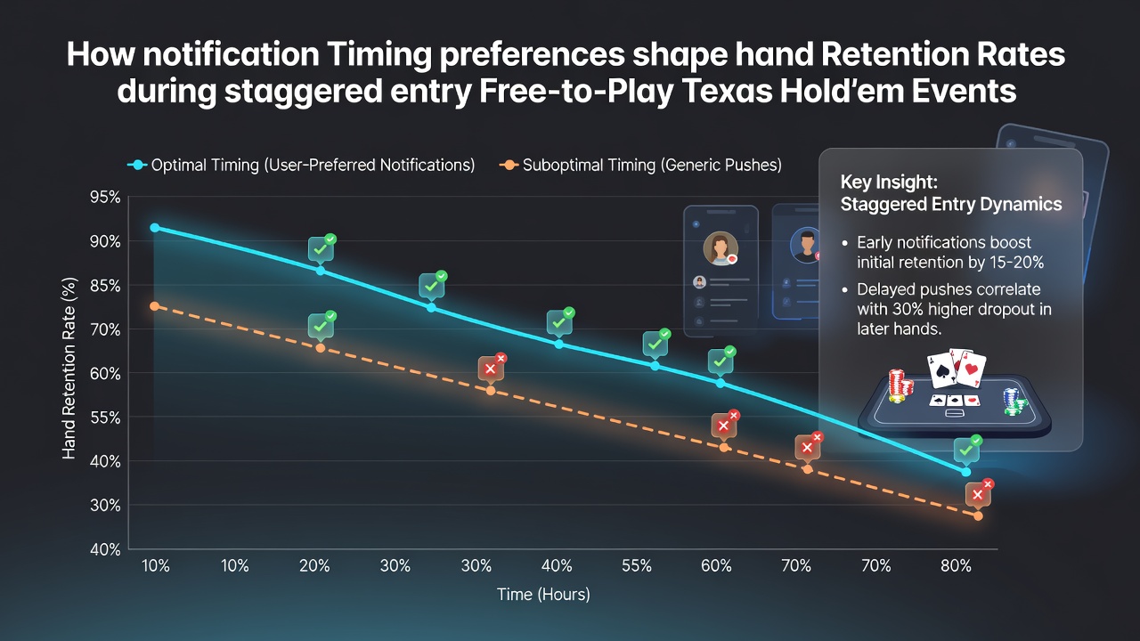 Players engaging with staggered entry Texas Hold'em interfaces on mobile devices showing notification alerts