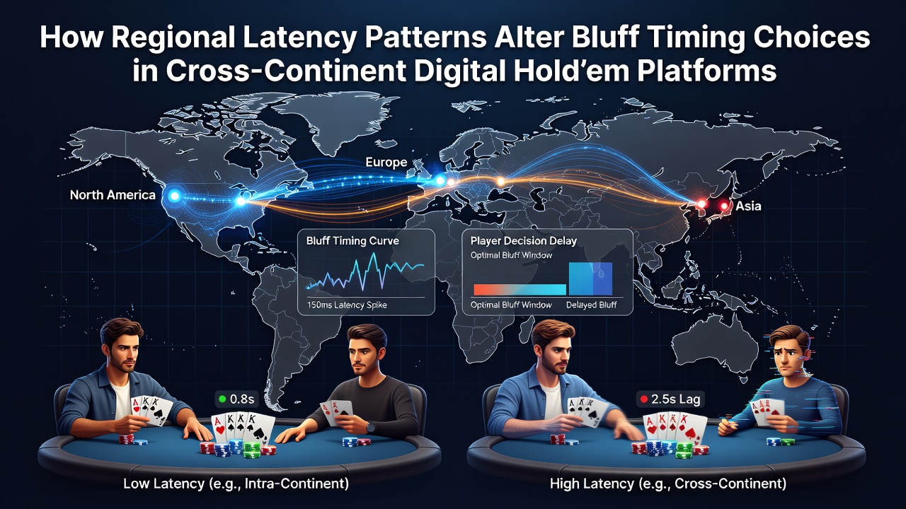 Network latency maps showing ping variations between North American, European, and Asian servers in digital poker platforms during 2026
