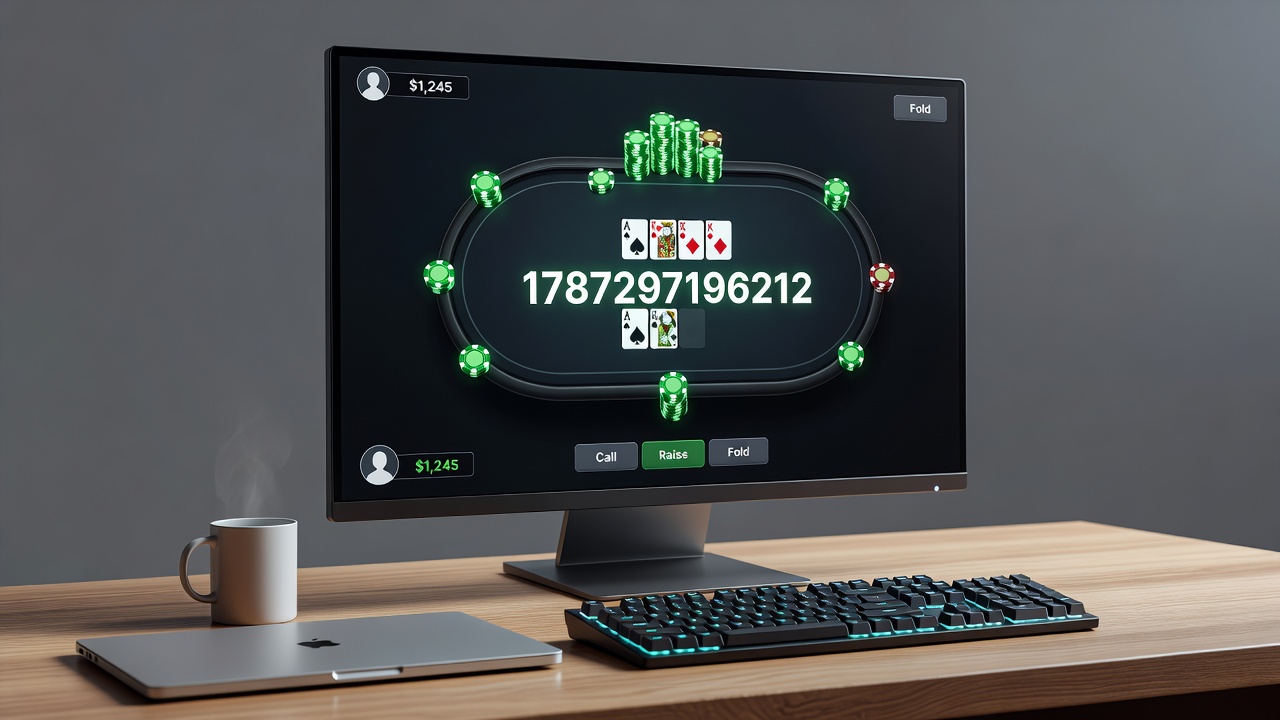 Close-up view of virtual poker table showing digital cards in play during a multiplayer session