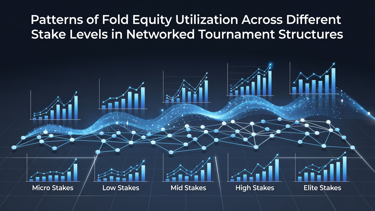 Networked poker tournament interface showing bet sizing options and fold equity indicators at varying stake levels