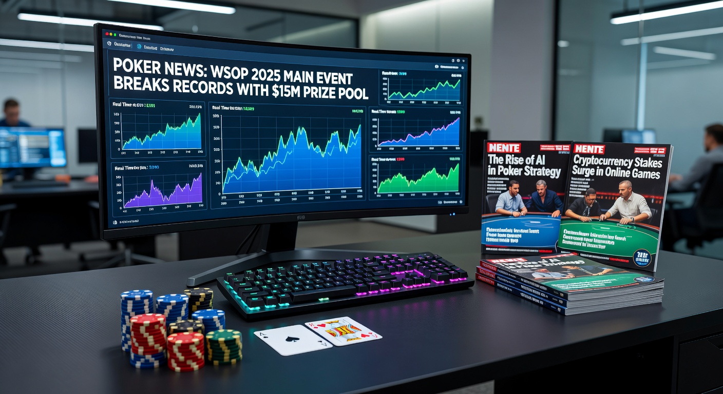 Chip leader Brandon Wilson stacks his tournament-leading chips at the 2026 U.S. Poker Open Event #5 final table setup