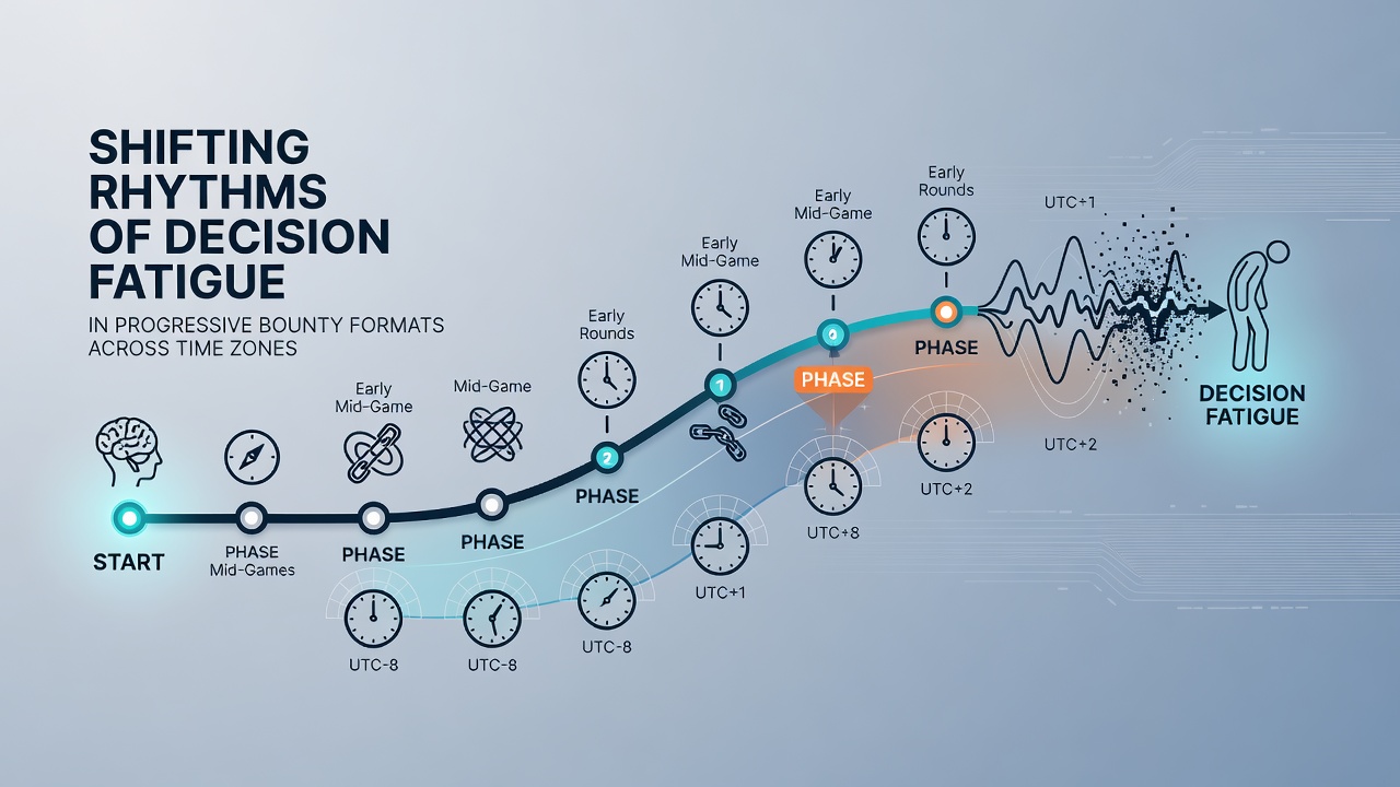 Graph illustrating decision fatigue curves in bounty tournaments synchronized across global time zones