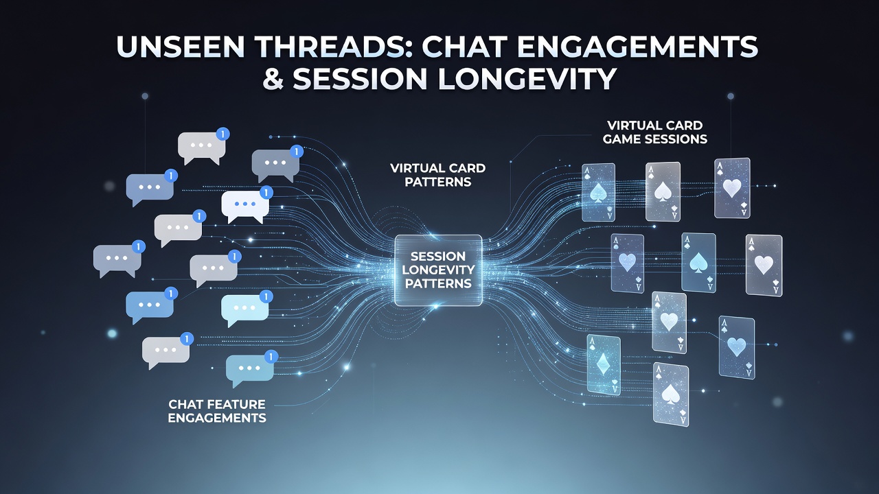 Visualization of chat interaction data mapped against session duration trends in online card platforms