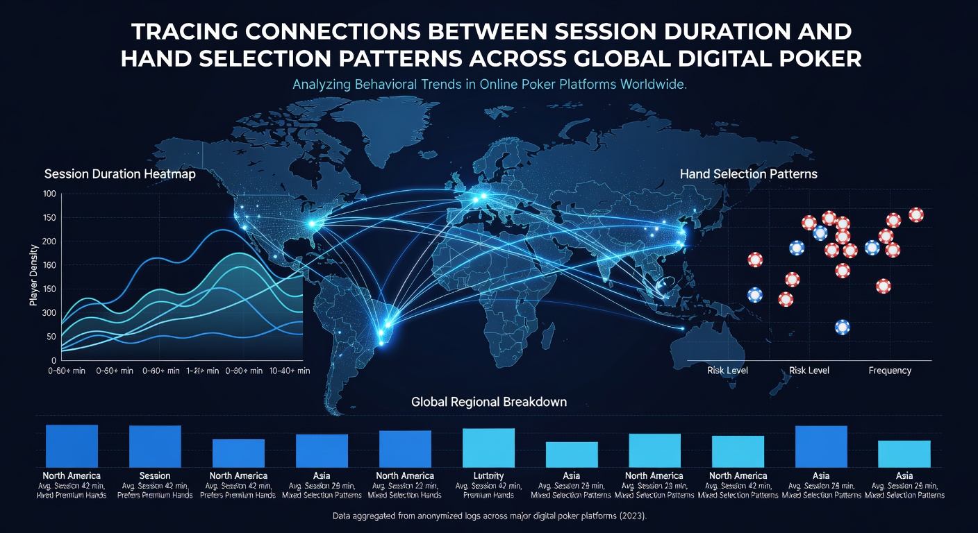 Detailed charts showing hand selection frequencies plotted against increasing session durations in online poker environments