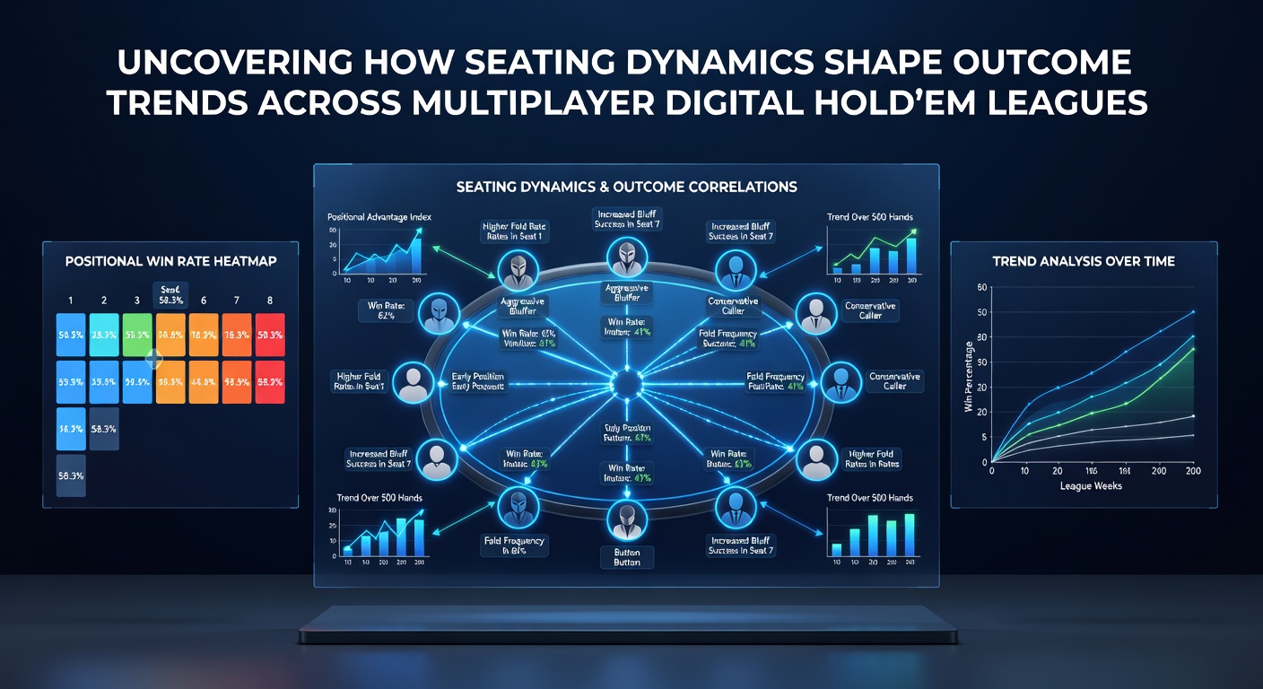 Chart displaying outcome trends and win rate variations by seating position in digital Hold'em leagues